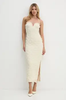 Nanushka rochie HAYLEN culoarea bej, midi, mulata, NW24PFBS04511 imagine