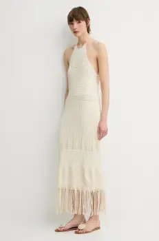 Nanushka rochie NEIVA culoarea bej, maxi, mulata, NW25SSDR27005 imagine