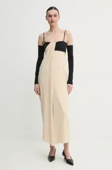 Nanushka rochie SELLY culoarea bej, maxi, mulata, NW25RSDR04511 imagine