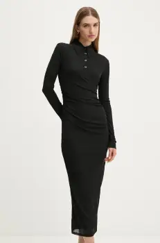 Nanushka rochie VERITY culoarea negru, midi, mulata, NW24CRDR00399 imagine