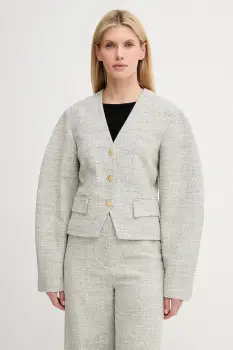 Nanushka sacou KIYO culoarea gri, un singur rand de nasturi, melanj, NW25SSOW30199 imagine