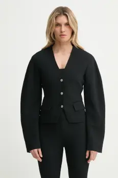 Nanushka sacou KIYO culoarea negru, un singur rand de nasturi, neted, NW25RSOW19999 imagine