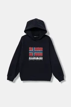 Napapijri bluza B-ADIGE culoarea bleumarin, cu gluga, cu imprimeu, NP0A88ZX1761 imagine