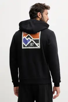 Napapijri bluza B-Guide culoarea negru, cu gluga, cu imprimeu, NP0A88V49411 imagine