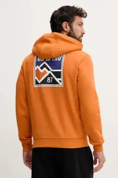 Napapijri bluza B-Guide culoarea portocaliu, cu gluga, cu imprimeu, NP0A88V4A681 imagine