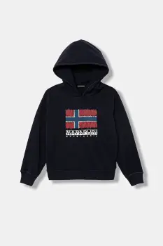 Napapijri bluza copii B-ADIGE culoarea bleumarin, cu gluga, cu imprimeu, NP0A88ZX1761 imagine