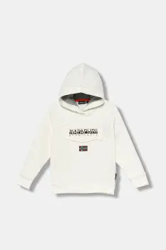 Napapijri bluza copii BURGEE culoarea alb, cu gluga, cu imprimeu, NP0A4I6T2061 imagine