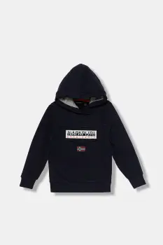 Napapijri bluza copii BURGEE culoarea bleumarin, cu gluga, cu imprimeu, NP0A4I6T1761 imagine