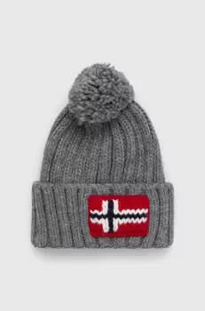 Napapijri caciula din amestec de lana culoarea gri, din tricot gros imagine