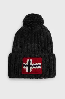 Napapijri caciula din amestec de lana culoarea gri, din tricot gros imagine