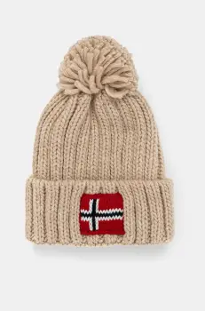 Napapijri caciula din amestec de lana SEMIURY 6 culoarea bej, din tricot gros, NP0A4GMHN1J1 imagine