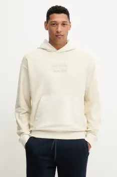 Napapijri hanorac de bumbac B-Comel culoarea bej, cu gluga, cu imprimeu, NP0A88Y8N1J1 imagine