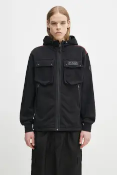 Napapijri hanorac de bumbac B-Rivalto barbati, culoarea negru, cu gluga, cu imprimeu, NP0A4ICG9411 imagine