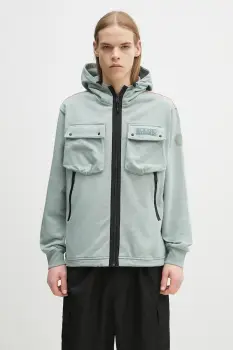 Napapijri hanorac de bumbac B-Rivalto barbati, culoarea verde, cu gluga, cu imprimeu, NP0A4ICGG1X1 imagine