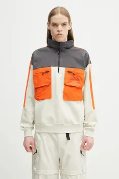 Napapijri hanorac din amestec de lana B-Tusco Hz barbati, culoarea bej, cu imprimeu, NP0A4IC9N1J1 imagine