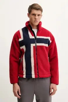 Napapijri hanorac fleece T-Fiemme culoarea rosu, cu model, NP0A88TCFZF1 imagine