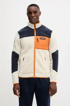 Napapijri hanorac fleece Yupik 3 culoarea bej, cu imprimeu, NP0A4GNTMM91 imagine