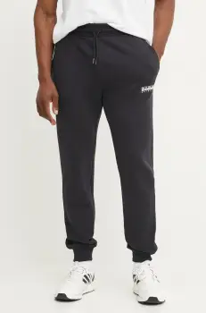 Napapijri pantaloni de trening din bumbac M-Gori barbati, culoarea negru, cu imprimeu, NP0A4IDS0411 imagine