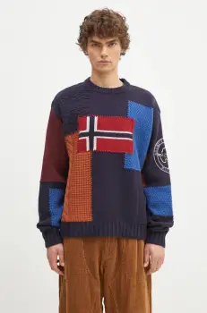 Napapijri pulover de lana Patchwork barbati, calduros, NP0A4IK8MP11 imagine