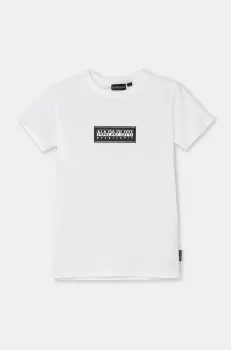 Napapijri tricou de bumbac pentru copii S-CHAMOIS SS culoarea alb, cu imprimeu, NP0A4HYL0021 imagine