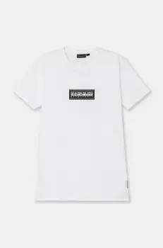 Napapijri tricou de bumbac pentru copii S-CHAMOIS SS culoarea alb, cu imprimeu, NP0A4HYL0021 imagine