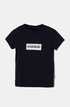 Napapijri tricou de bumbac pentru copii S-CHAMOIS SS culoarea albastru marin, cu imprimeu, NP0A4HYL1761 imagine