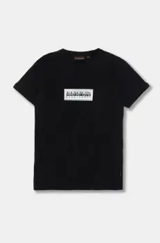 Napapijri tricou de bumbac pentru copii S-CHAMOIS SS culoarea negru, cu imprimeu, NP0A4HYL0411 imagine