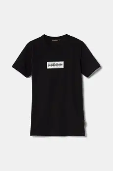 Napapijri tricou de bumbac pentru copii S-CHAMOIS SS culoarea negru, cu imprimeu, NP0A4HYL0411 imagine