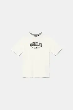 Napapijri tricou de bumbac pentru copii S-INOT culoarea bej, cu imprimeu, NP0A891F2061 imagine