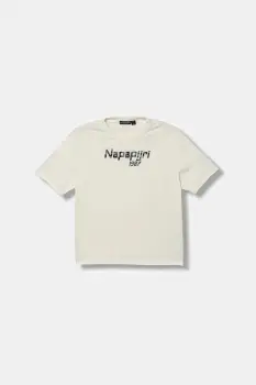 Napapijri tricou de bumbac pentru copii S-PRIMIERO culoarea bej, cu imprimeu, NP0A88ZY2061 imagine