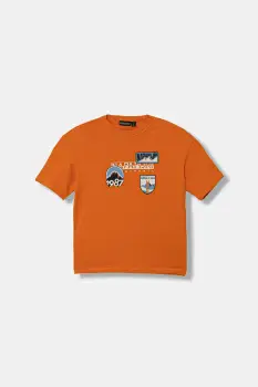 Napapijri tricou de bumbac pentru copii S-PRIMIERO culoarea portocaliu, cu imprimeu, NP0A88ZYA681 imagine