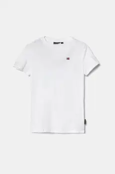 Napapijri tricou de bumbac pentru copii SALIS SS 2 culoarea alb, neted, NP0A4GEH0021 imagine