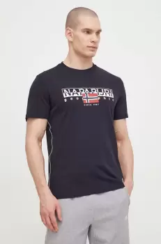 Napapijri tricou din bumbac barbati, culoarea negru, cu imprimeu imagine
