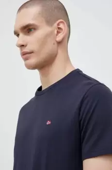 Napapijri tricou din bumbac culoarea albastru marin, neted imagine