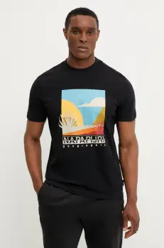 Napapijri tricou din bumbac S-Arbia barbati, culoarea negru, cu imprimeu, NP0A4IE39411 imagine