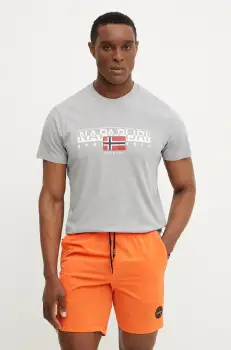 Napapijri tricou din bumbac S-Aylmer barbati, culoarea gri, cu imprimeu, NP0A4HTOH621 imagine