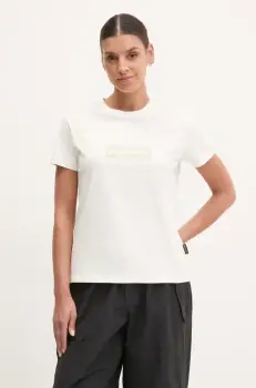 Napapijri tricou din bumbac S-Box femei, culoarea bej, NP0A4IP12061 imagine