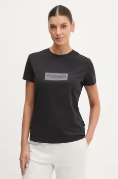 Napapijri tricou din bumbac S-Box femei, culoarea negru, NP0A4IP10411 imagine