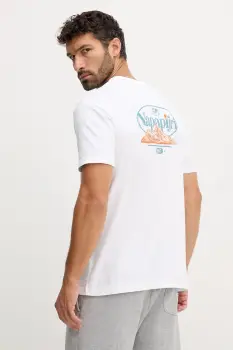 Napapijri tricou din bumbac S-Bradgate culoarea alb, cu imprimeu, NP0A88UNMQL1 imagine