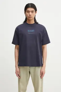 Napapijri tricou din bumbac S-Cortona barbati, culoarea albastru marin, cu imprimeu, NP0A4ILQ1761 imagine