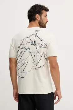 Napapijri tricou din bumbac S-Fiemme culoarea bej, cu imprimeu, NP0A88T5FWA1 imagine