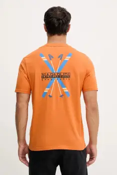 Napapijri tricou din bumbac S-Fiemme culoarea portocaliu, cu imprimeu, NP0A88T5A681 imagine