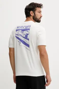 Napapijri tricou din bumbac S-Guide culoarea bej, cu imprimeu, NP0A88V62061 imagine