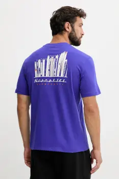 Napapijri tricou din bumbac S-Guide culoarea violet, cu imprimeu, NP0A88V6B3B1 imagine