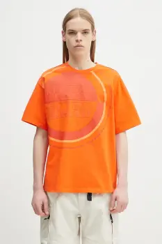 Napapijri tricou din bumbac S-Tusco barbati, culoarea portocaliu, cu imprimeu, NP0A4IEEA001 imagine