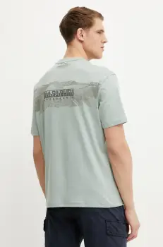Napapijri tricou din bumbac S-Vanni barbati, culoarea verde, cu imprimeu, NP0A4IEDG1X1 imagine