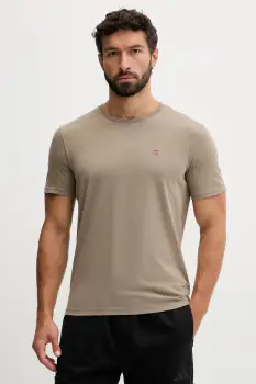 Napapijri tricou din bumbac Salis culoarea maro, uni, NP0A4H8DN1T1 imagine