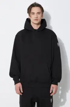 Neil Barrett bluza Easy Drop Shoulder Double Bolts Hoodie barbati, culoarea negru, cu gluga, neted, MY72212R-Y514-001N imagine