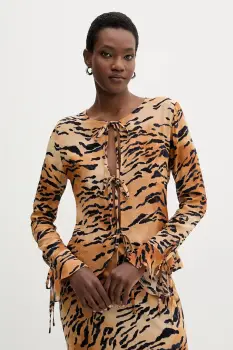 Never Fully Dressed bluza culoarea maro, cu model, NFDTO1808 imagine