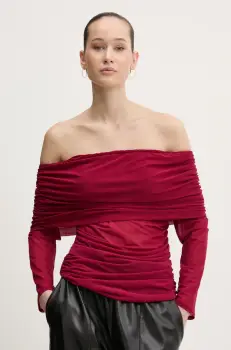 Never Fully Dressed bluza Diaz femei, culoarea bordo, neted, NFDTO1669 imagine